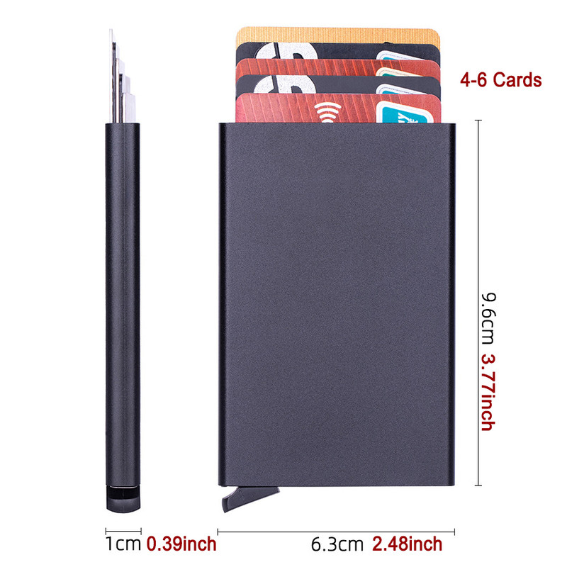Smart Aluminium Metal Wallet, RFID ID Credit Card Holder Case, Thin Pop-up Cardholder Wallets for Men