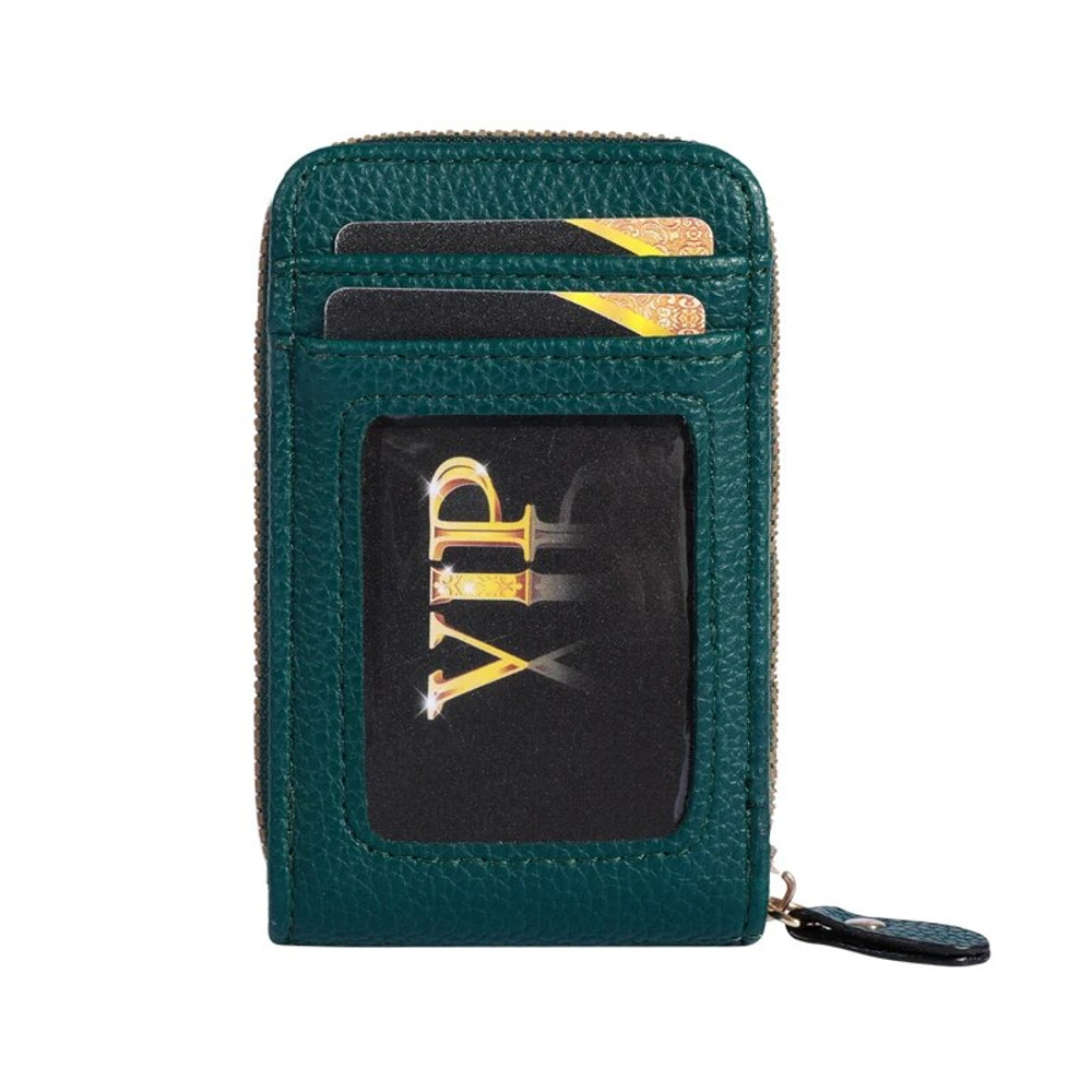 Genuine Leather Men Wallet RFID Blocking, Vintage Credit Card Holder, Zipper Pouch, Slim Money Case