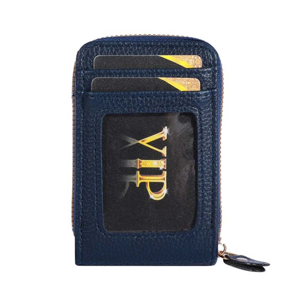 Genuine Leather Men Wallet RFID Blocking, Vintage Credit Card Holder, Zipper Pouch, Slim Money Case