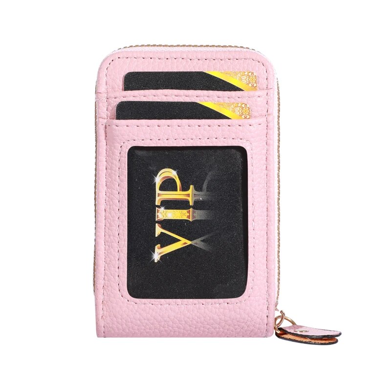 Genuine Leather Men Wallet RFID Blocking, Vintage Credit Card Holder, Zipper Pouch, Slim Money Case