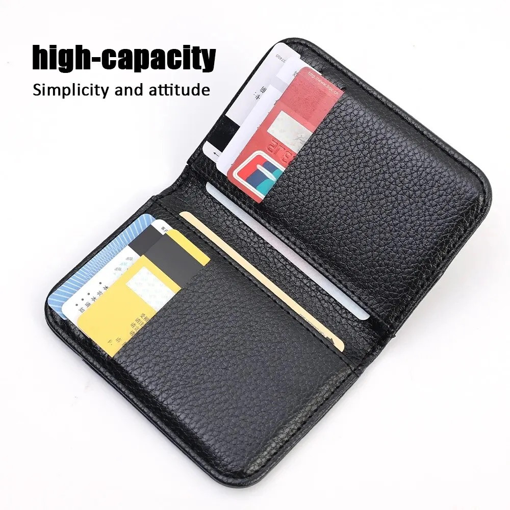 PU Leather Mini ID Credit Card Wallet for Men, Slim Portable Small Wallet, Thin Soft Card Holder Purse