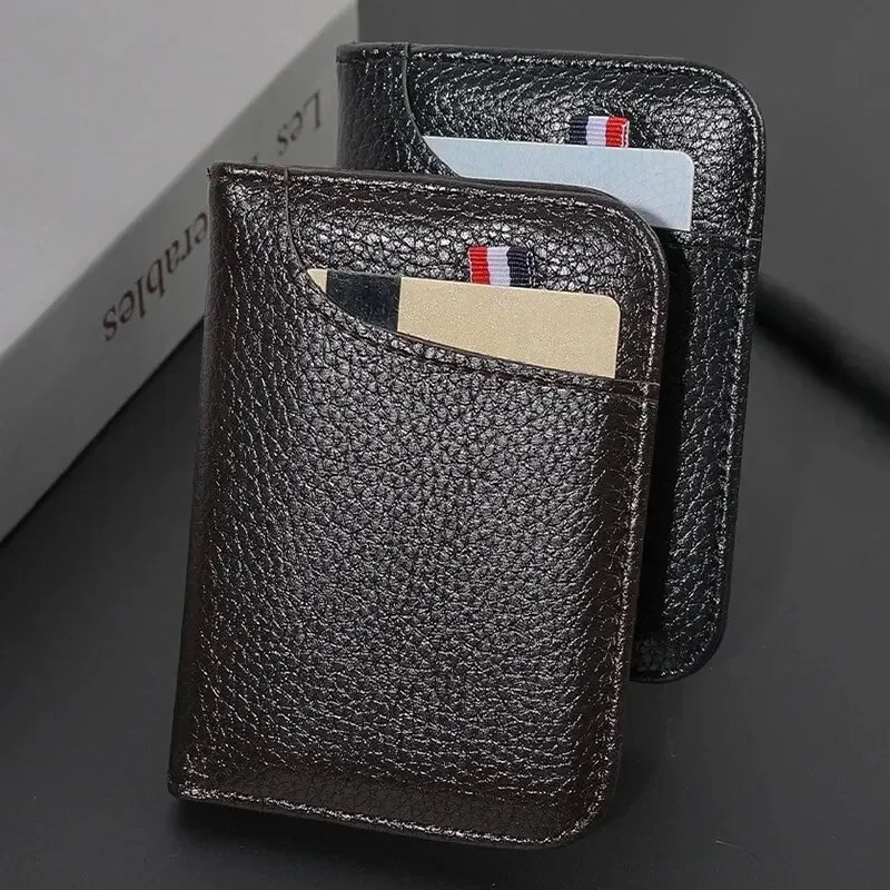 PU Leather Mini ID Credit Card Wallet for Men, Slim Portable Small Wallet, Thin Soft Card Holder Purse