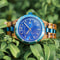 Wooden Watch for Men, Original Natural Wood Quartz Wristwatches, Blue 43mm Date Display Watch