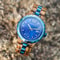 Wooden Watch for Men, Original Natural Wood Quartz Wristwatches, Blue 43mm Date Display Watch