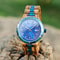 Wooden Watch for Men, Original Natural Wood Quartz Wristwatches, Blue 43mm Date Display Watch
