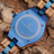 Wooden Watch for Men, Original Natural Wood Quartz Wristwatches, Blue 43mm Date Display Watch
