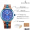 Wooden Watch for Men, Original Natural Wood Quartz Wristwatches, Blue 43mm Date Display Watch