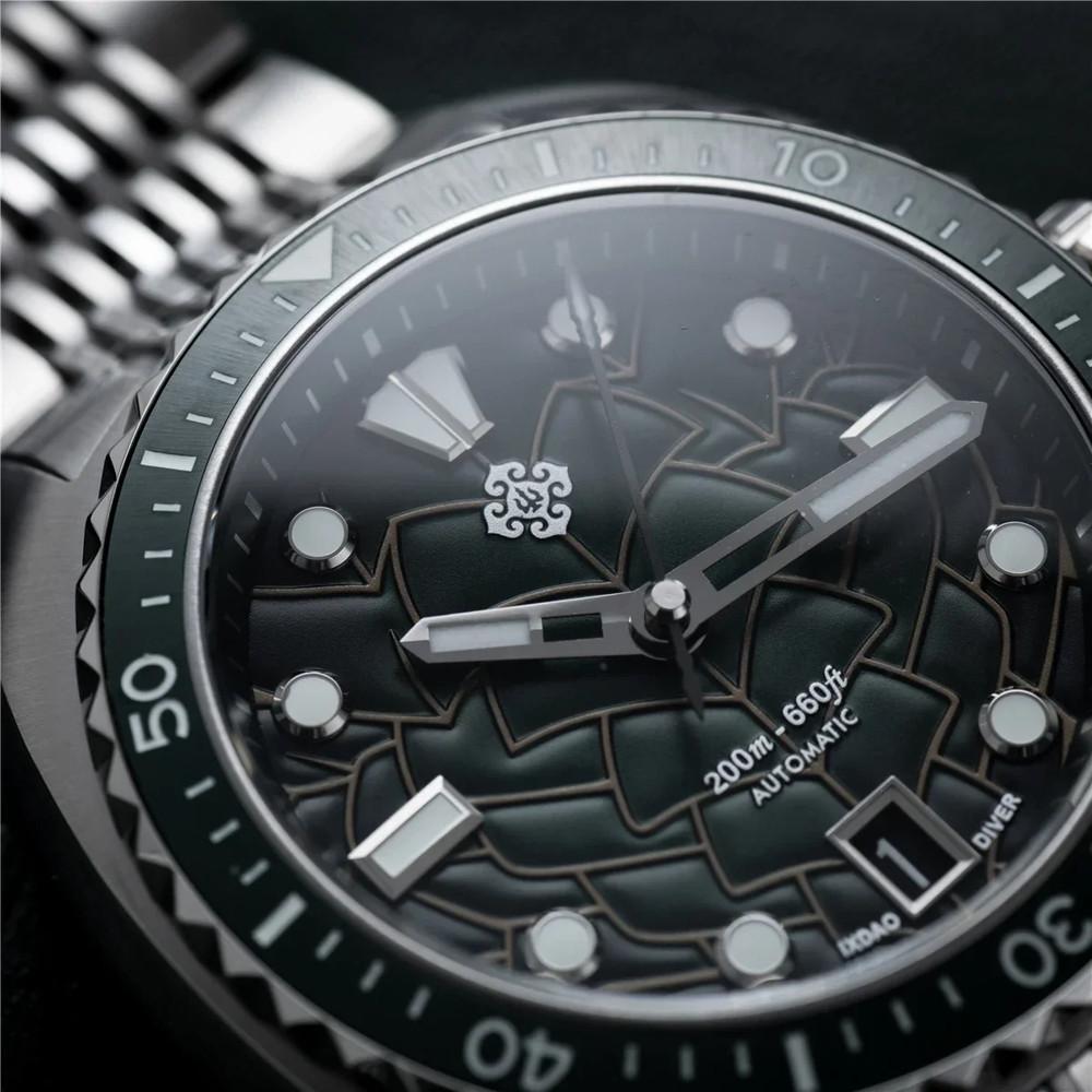 New Men Automatic Mechanical Watch, Dragon Scale Pattern Diving Watch, 20Bar Stainless Steel BWG 9 reloj hombre