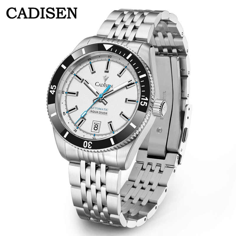 NEW CADISEN Mens Mechanical Watch, Automatic Japan NH35A Movement, Waterproof Ceramic Bezel Wristwatch
