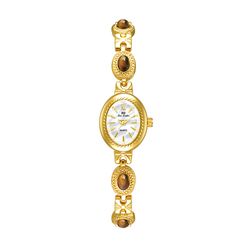 gold bracelet amber jewelry quartz oval wristwatch for women, luxury elegant ladies watch, retro fashion style