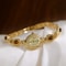Gold Bracelet Amber Jewelry Quartz Oval Wristwatch for Women, Luxury Elegant Ladies Watch, Retro Fashion Style