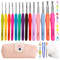 Premium Aluminum Crochet Hooks Kit with Storage Bag, Soft Ergonomic Handle Yarn Weaving Needles Set for Sewing, Knitting