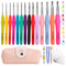 Premium Aluminum Crochet Hooks Kit with Storage Bag, Soft Ergonomic Handle Yarn Weaving Needles Set for Sewing, Knitting