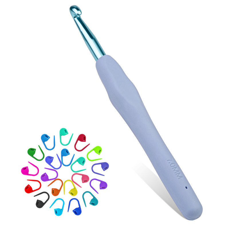 Ergonomic Handle Crochet Hooks & Knitting Needles with Stitch Markers – DIY Hand Knitting Craft Tools for Beginners