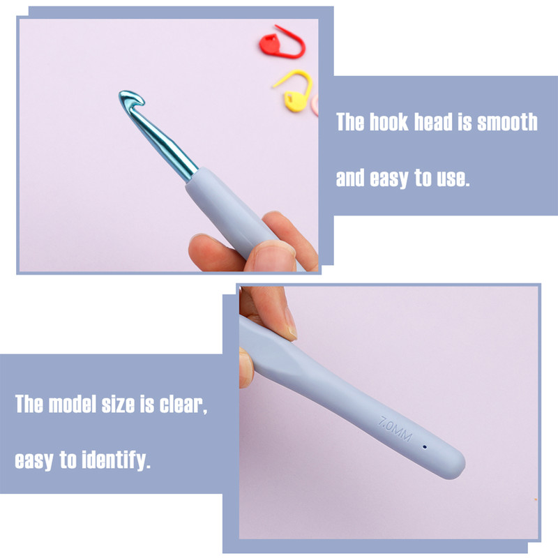 Ergonomic Handle Crochet Hooks & Knitting Needles with Stitch Markers – DIY Hand Knitting Craft Tools for Beginners