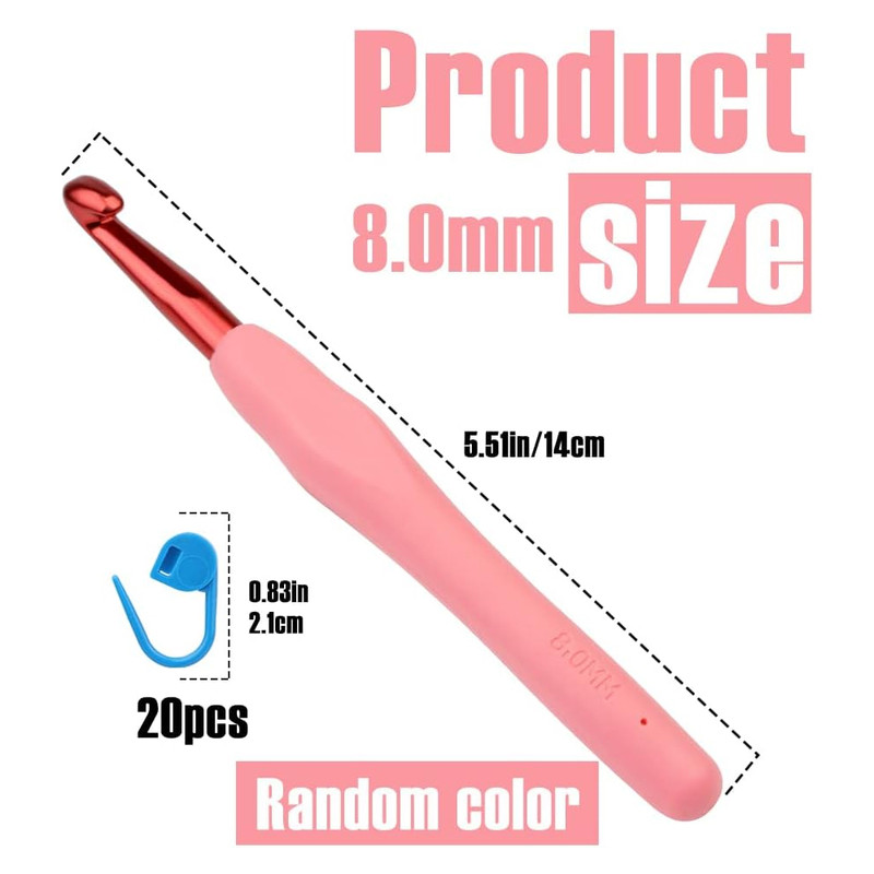 Ergonomic Handle Crochet Hooks & Knitting Needles with Stitch Markers – DIY Hand Knitting Craft Tools for Beginners