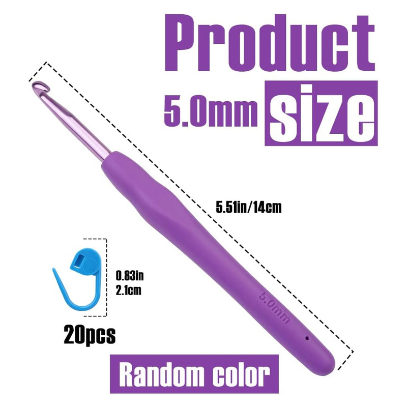 Ergonomic Handle Crochet Hooks & Knitting Needles with Stitch Markers – DIY Hand Knitting Craft Tools for Beginners