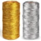100M 1.5mm Macrame Cord Rope String, Gold & Silver Polyester Thread for DIY Jewelry Making, Sewing, and Crafts