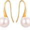 Silver Plated Gold Plated Hoop Freshwater Pearl Drop Earrings, Handpicked White Cultured Pearl Dangle Jewelry for Women