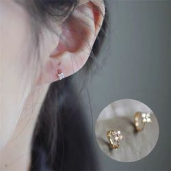 trendy cute sweet hollow heart zircon hoop earrings for women, classic shiny stud earrings, fashion small ear buckle
