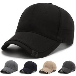 mens sun cap black, trendy small scale baseball hat, casual versatile fashion cap for daily summer street style