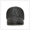 Genuine Sheepskin Leather Black Baseball Cap For Men Spring Adjustable Dad Hat Casual Street Gorras