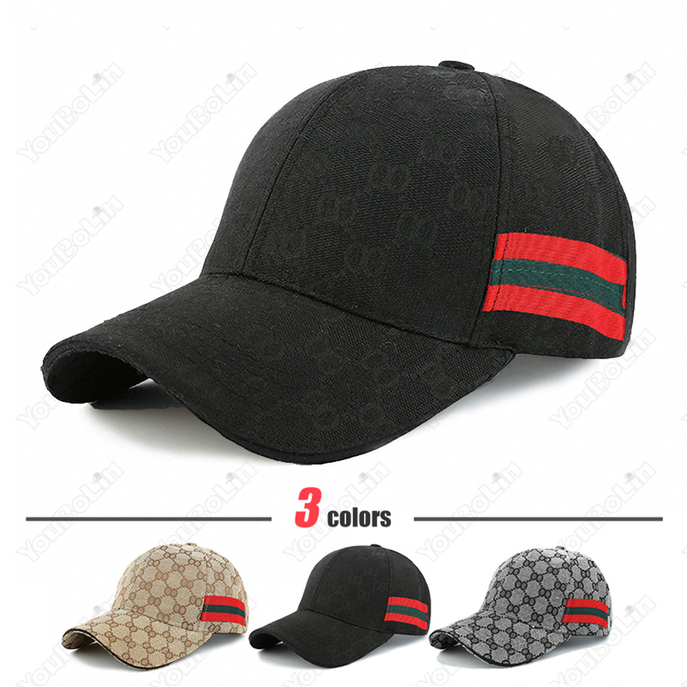 Classic Red Green Stripe Black Baseball Cap for Men Women, Outdoor Casual Trucker Hat, New Fashion Sport Dad Hat