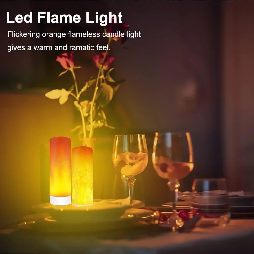 USB LED Night Lamp Flame Effect Bulbs, Candle Lights Flickering Flameless Candles, Cozy Home Ambient Decor