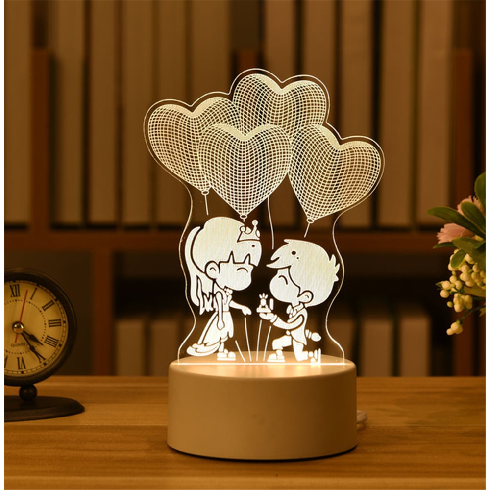 USB LED Night Lights 3D Lamp Acrylic Neon Sign, Xmas Christmas Home Decorations, Bedroom Birthday Wedding Gifts