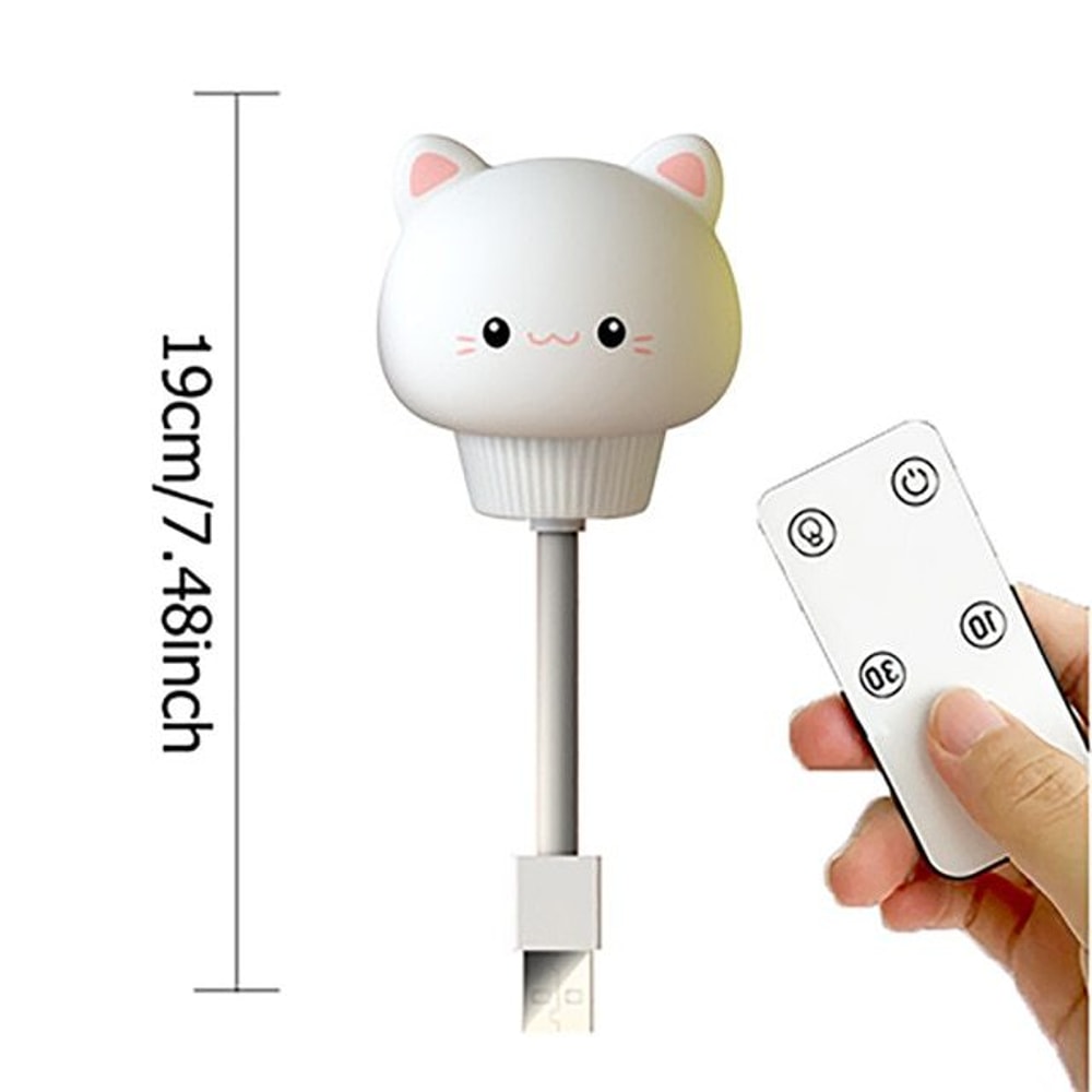 Cute Cartoon USB Night Light LED Lamp for Kids Baby, Bear Chick Kitten Nightlight, Remote Bedside Bedroom Decor