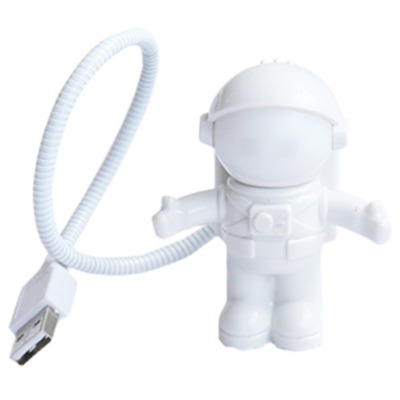 Astronaut USB Night Light Powered 5V, Portable Reading Desk Lamp for Computer, White LED Light Source for PC and Laptop