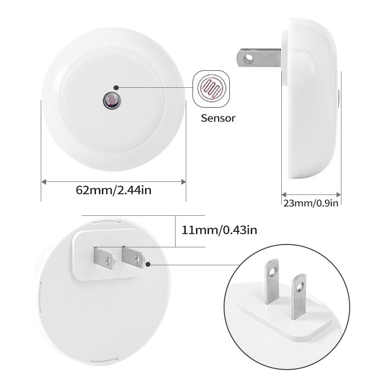 LED Night Light Plug in, Auto Dim Dusk to Dawn Sensor, Smart Wall Lamp for Bathroom, Stairway, Kitchen, Bedroom