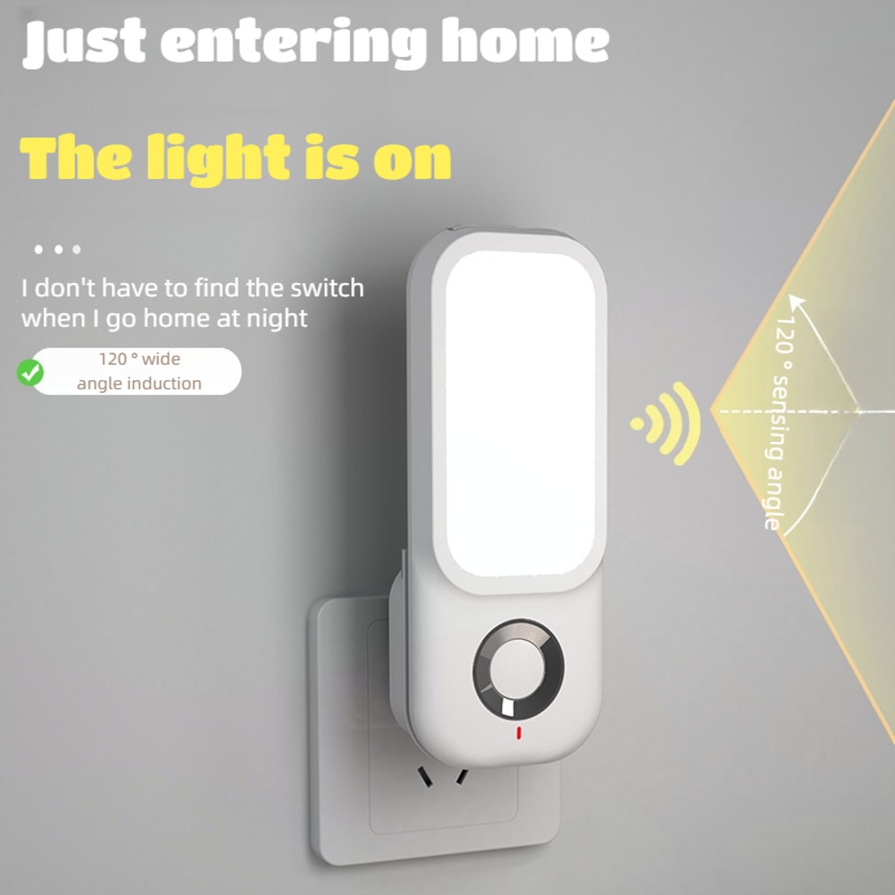 Wireless Charging Night Light Plug In, 3 Modes, Human Sensor Flashlight, USB Rechargeable Emergency Light for Bedroom