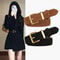 Luxurious Genuine Leather Womens Suede Belt, 2.8 cm Wide with Gold and Silver Buckle, Stylish Belt for Jeans and Outfits