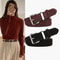 Luxurious Genuine Leather Womens Suede Belt, 2.8 cm Wide with Gold and Silver Buckle, Stylish Belt for Jeans and Outfits