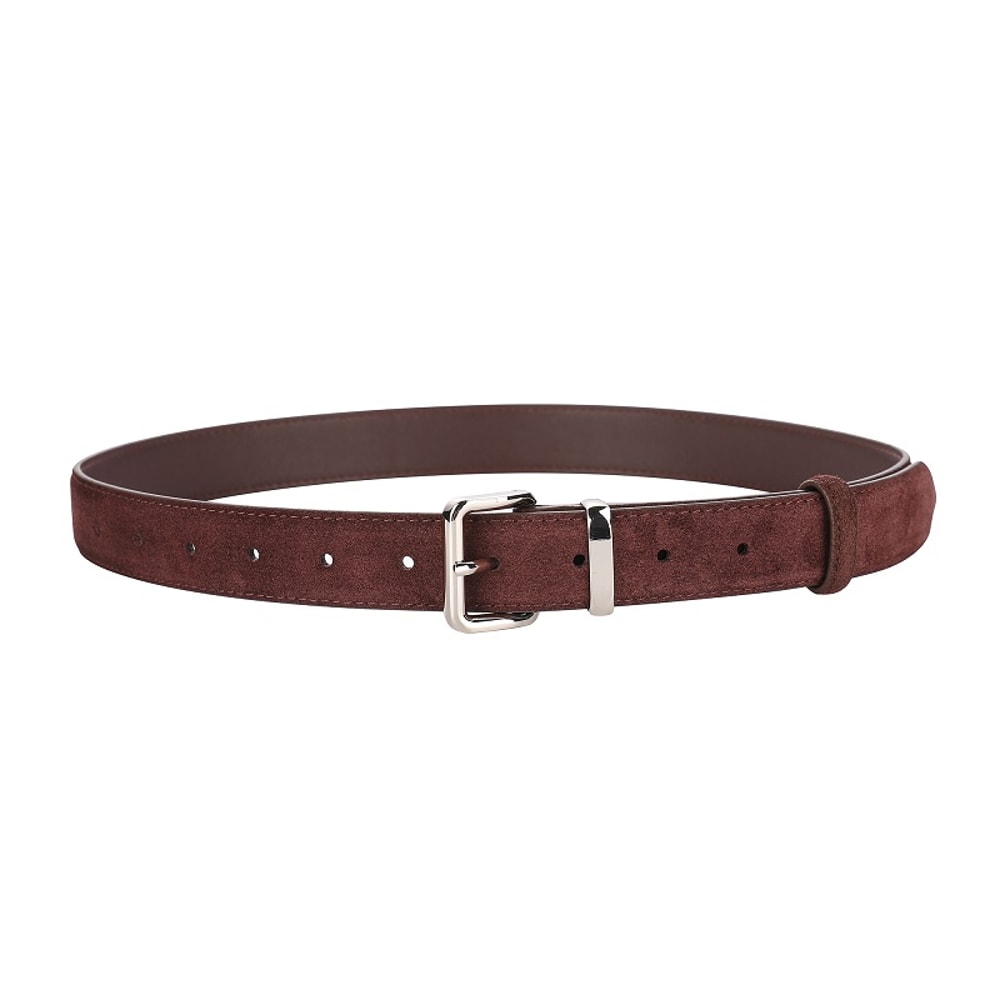 Luxurious Genuine Leather Womens Suede Belt, 2.8 cm Wide with Gold and Silver Buckle, Stylish Belt for Jeans and Outfits