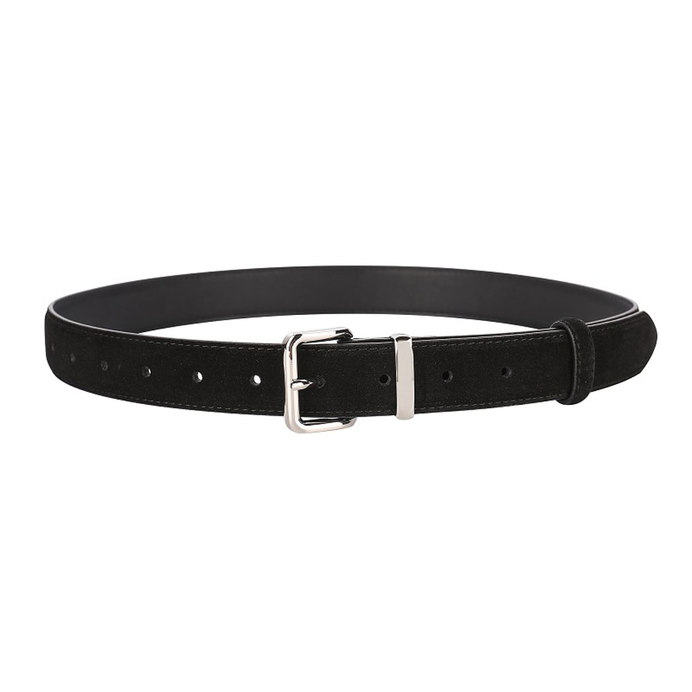 Luxurious Genuine Leather Womens Suede Belt, 2.8 cm Wide with Gold and Silver Buckle, Stylish Belt for Jeans and Outfits