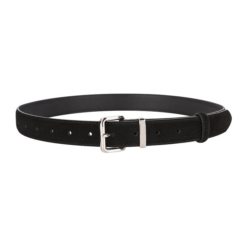 Luxurious Genuine Leather Womens Suede Belt, 2.8 cm Wide with Gold and Silver Buckle, Stylish Belt for Jeans and Outfits