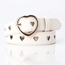 women pin buckle belts spring summer versatile trouser belt with hollow heart shape, stylish and adjustable