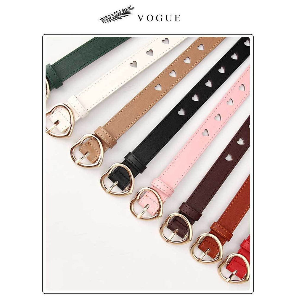 Women Pin Buckle Belts Spring Summer Versatile Trouser Belt with Hollow Heart Shape, Stylish and Adjustable