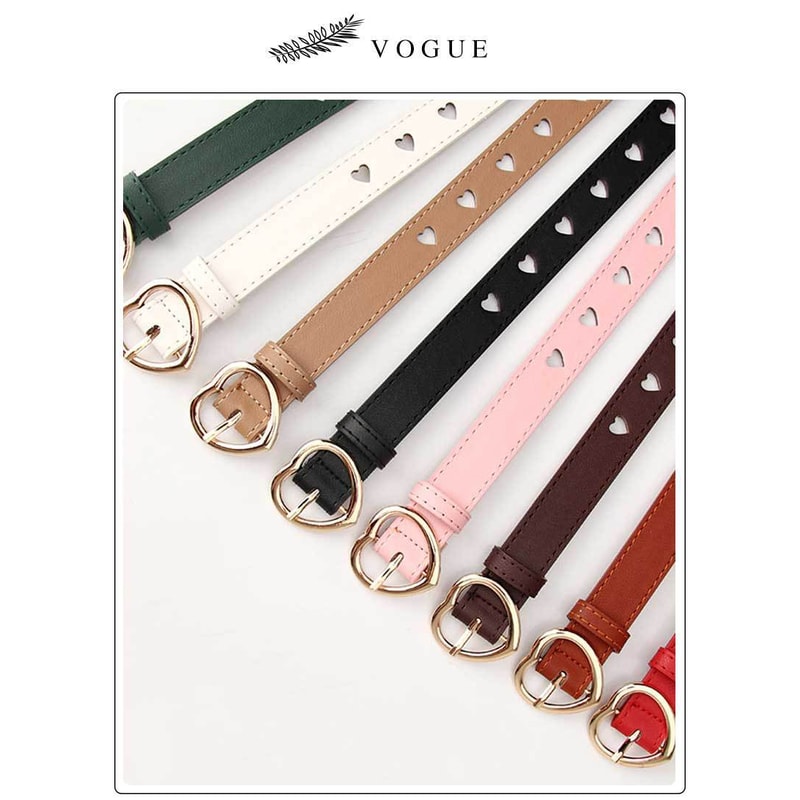 Women Pin Buckle Belts Spring Summer Versatile Trouser Belt with Hollow Heart Shape, Stylish and Adjustable