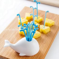 cute beluga white whale kitchen accessories, cooking tools for fruit vegetables, party home decor fork set