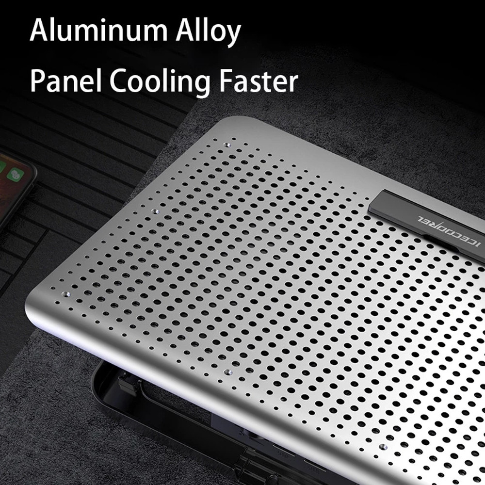 Aluminum Alloy Laptop Cooler, Stand Gaming Laptop Cooling Fan, Notebook Radiator, Adjustable Stand for Gaming