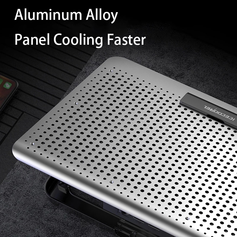 Aluminum Alloy Laptop Cooler, Stand Gaming Laptop Cooling Fan, Notebook Radiator, Adjustable Stand for Gaming