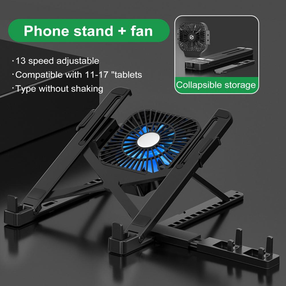Adjustable Laptop Bracket, Ergonomic Laptop Stand with Fan, Portable Height Adjustable Riser Bracket for High Stability