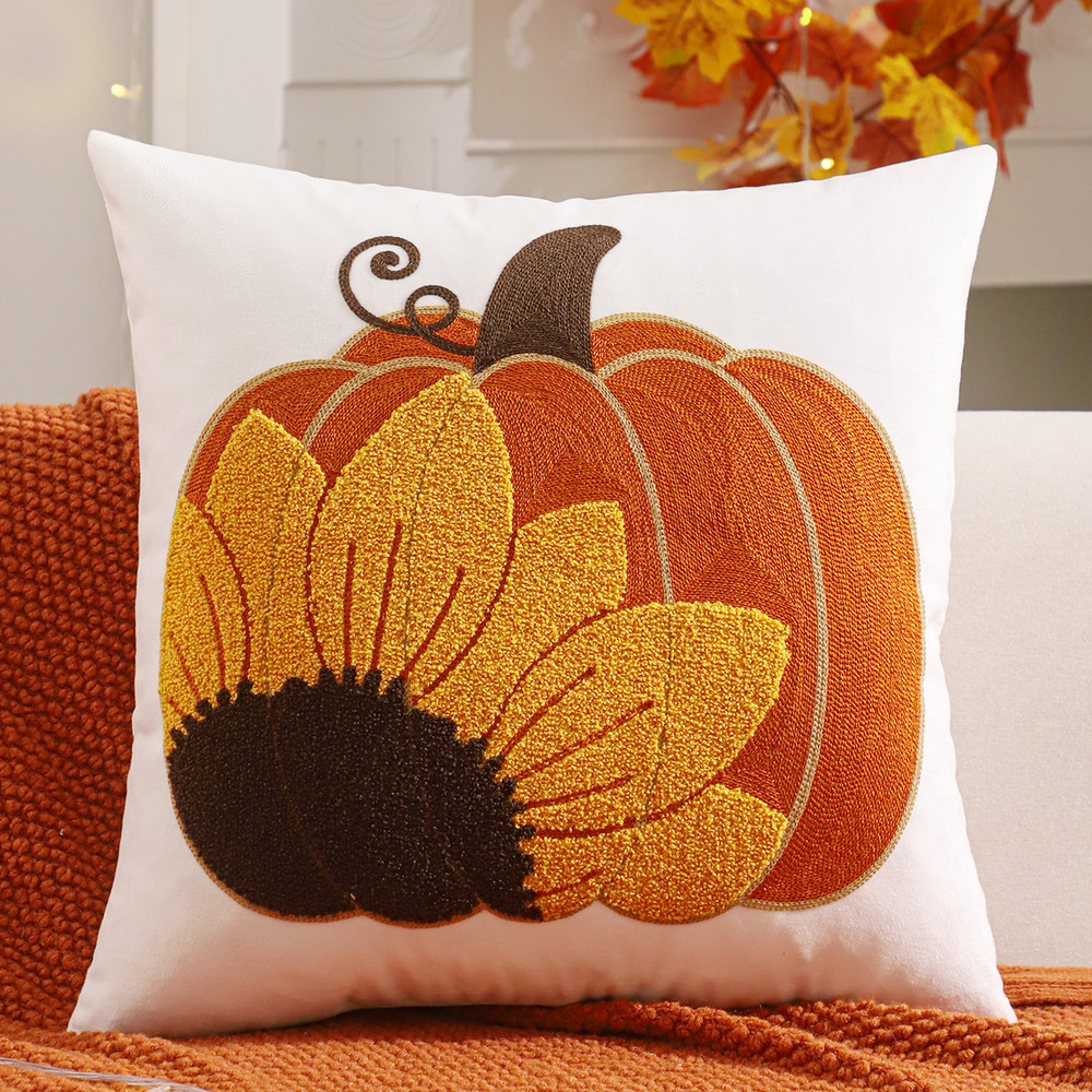 Halloween Decoration Throw Pillow Cover Pumpkin Ghost Embroidery Harvest Home Living Room Accent Pi 4