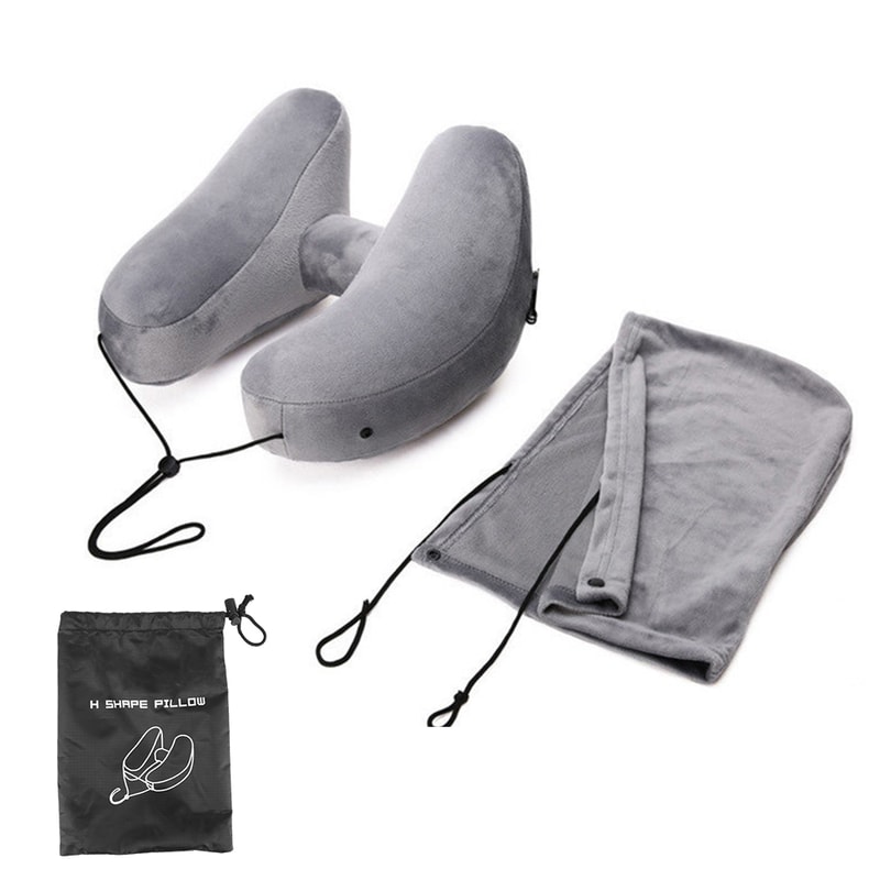 Travel Neck Pillow Inflatable Neck Pillow With Hood Car Neck Rest Cushion H Shaped Inflatable Pillo 5
