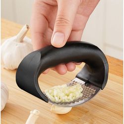 professional stainless steel garlic press, manual garlic crusher, easy clean kitchen gadget, fruit and vegetable tool