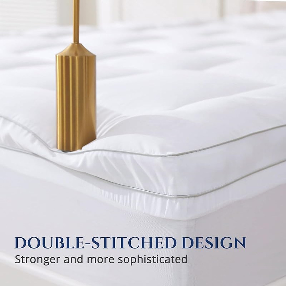 UltraThick Quilted Mattress Cover Plush Mattress Topper For Back Pain Deep Pocket Fitted Protector  4