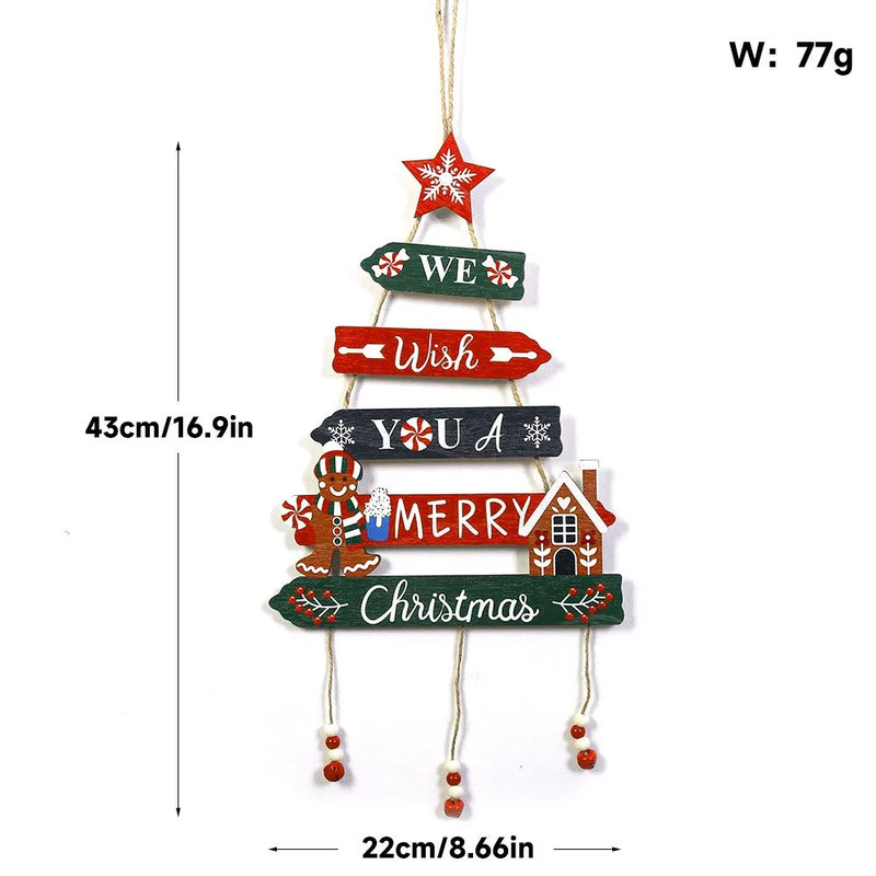 Merry Christmas Decor Xmas Tree Wall Ornament Natal Navidad Christmas Hanging Pendant Wooden Crafts 4